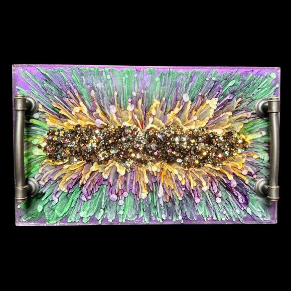 Watercolor Blossom Vanity Tray | Perfume Tray | Candle Tray - Picture 3 of 4